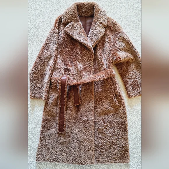 NWOT ULLA JOHNSON Rosetta Belted Shearling Coat Brown Sz L Org $4,330 - Picture 8 of 12
